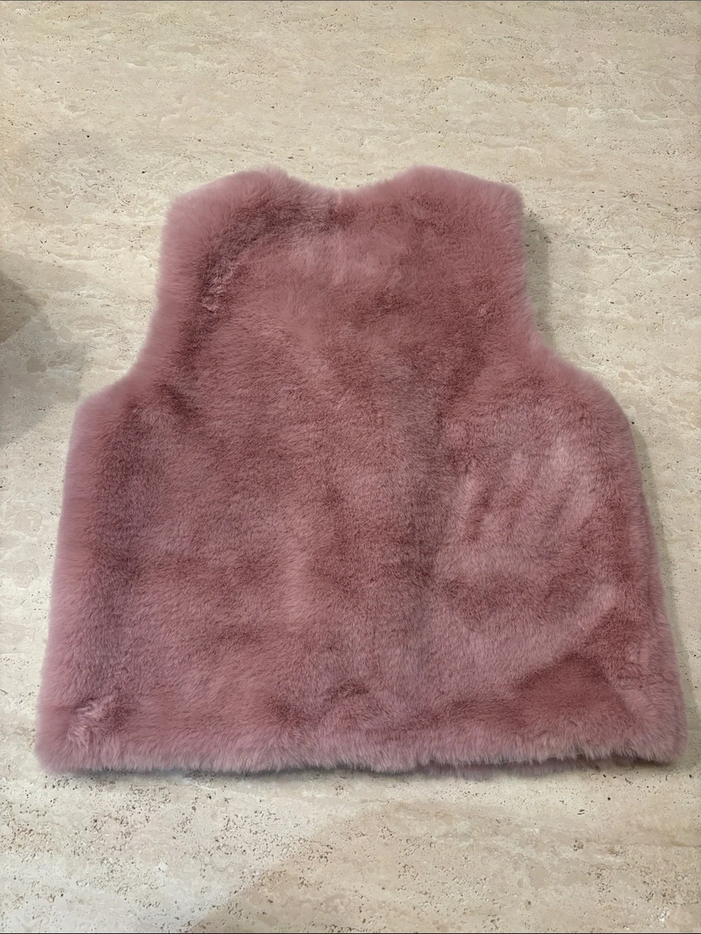 NWT Rachel Riley Girls Faux Fur Vest in Dusty Pink